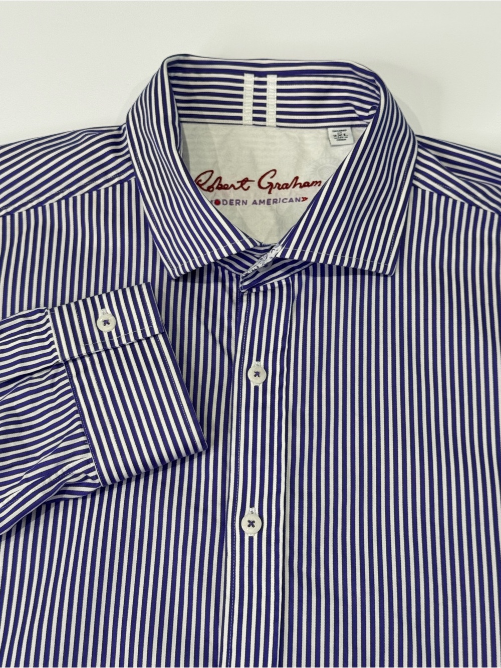 Robert Graham Modern Americana Men's 2XL Long Sleeve Button Down Purple Stripes